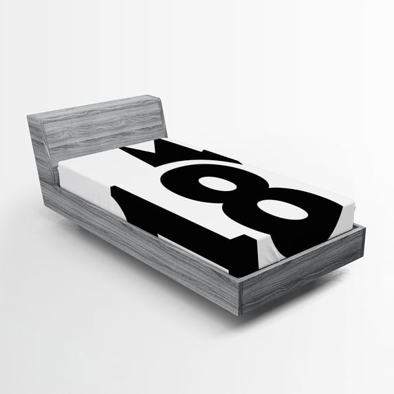 Ambesonne Cartoon Fitted Sheet, Jersey Seem Bold 18, Twin XL Size, Black and White