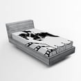 thumbnail image 1 of Ambesonne Cartoon Fitted Sheet, Jockey Girl Jumping, Twin Size, White Charcoal Grey, 1 of 2