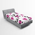 thumbnail image 1 of Ambesonne Cartoon Fitted Sheet, Love Pandas Hearts, Twin Size, Fuchsia Black White, 1 of 3