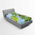 thumbnail image 1 of Ambesonne Cartoon Fitted Sheet, Maps of Britain Ireland, Twin XL Size, Pale Blue Apple Green, 1 of 2