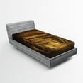 thumbnail image 1 of Ambesonne Cartoon Fitted Sheet, Mystic Adventure Print, Twin XL Size, Yellow and Brown, 1 of 2