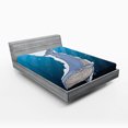 thumbnail image 1 of Ambesonne Cartoon Fitted Sheet, Ocean Whale Fish Swims, Full Size, Multicolor, 1 of 2
