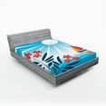thumbnail image 1 of Ambesonne Cartoon Fitted Sheet, Oleanders and Sailboat, Queen Size, Blue Orange White, 1 of 2