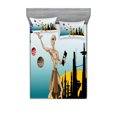 thumbnail image 1 of Ambesonne Cartoon Fitted Sheet & Pillow Sham Set, Alien Planets Galaxy, Queen, Multicolor, 1 of 2