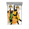 thumbnail image 1 of Ambesonne Cartoon Fitted Sheet & Pillow Sham Set, Basketball Players Art, Queen, Orange Green, 1 of 2