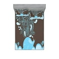 thumbnail image 1 of Ambesonne Cartoon Fitted Sheet & Pillow Sham Set, Batik Sea Whale Tribal, Queen, Blue and Brown, 1 of 2
