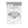 thumbnail image 1 of Ambesonne Cartoon Fitted Sheet & Pillow Sham Set, Clouds Balloons Sketch, Full, Black and White, 1 of 2