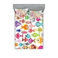 thumbnail image 1 of Ambesonne Cartoon Fitted Sheet & Pillow Sham Set, Colorful Aquarium Fishes, Full, Multicolor, 1 of 2