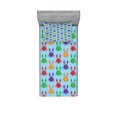 thumbnail image 1 of Ambesonne Cartoon Fitted Sheet & Pillow Sham Set, Crabs on Blue Backdrop, Twinxl, Multicolor, 1 of 2