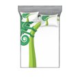 thumbnail image 1 of Ambesonne Cartoon Fitted Sheet & Pillow Sham Set, Exotic Grumpy Lizard, Queen, Green White, 1 of 2