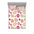thumbnail image 1 of Ambesonne Cartoon Fitted Sheet & Pillow Sham Set, Flowers Heart Shapes, Full, Lime Purple Red, 1 of 2