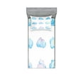 thumbnail image 1 of Ambesonne Cartoon Fitted Sheet & Pillow Sham Set, Fluffy Clouds, Twinxl, Blue White, 1 of 2