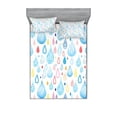 thumbnail image 1 of Ambesonne Cartoon Fitted Sheet & Pillow Sham Set, Funny Raindrop Autumn, Full, Multicolor, 1 of 2