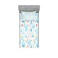 thumbnail image 1 of Ambesonne Cartoon Fitted Sheet & Pillow Sham Set, Funny Raindrop Autumn, Twin, Multicolor, 1 of 2