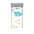 thumbnail image 1 of Ambesonne Cartoon Fitted Sheet & Pillow Sham Set, Geometric Whale Fish, Twinxl, Yellow White, 1 of 2