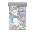 thumbnail image 1 of Ambesonne Cartoon Fitted Sheet & Pillow Sham Set, Greek Myth Seashell, Full, Pink Blue, 1 of 2
