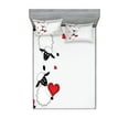 thumbnail image 1 of Ambesonne Cartoon Fitted Sheet & Pillow Sham Set, Heart Shapes in Love, Full, Red White Black, 1 of 2