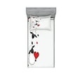 thumbnail image 1 of Ambesonne Cartoon Fitted Sheet & Pillow Sham Set, Heart Shapes in Love, Twin, Red White Black, 1 of 2