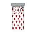 thumbnail image 1 of Ambesonne Cartoon Fitted Sheet & Pillow Sham Set, Ladybugs Funny Art Pattern, Twinxl, White and Red, 1 of 2