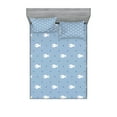 thumbnail image 1 of Ambesonne Cartoon Fitted Sheet & Pillow Sham Set, Little Fish Aquatic Life, Queen, White Blue, 1 of 2