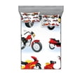 thumbnail image 1 of Ambesonne Cartoon Fitted Sheet & Pillow Sham Set, Motorcycle Hippie, Queen, Black Yellow, 1 of 2
