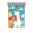 thumbnail image 1 of Ambesonne Cartoon Fitted Sheet & Pillow Sham Set, Polar Bear Selfie Surf, Queen, Aqua Yellow, 1 of 2