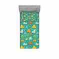 thumbnail image 1 of Ambesonne Cartoon Fitted Sheet & Pillow Sham Set, Puffy Clouds Funk Art, Twinxl, Multicolor, 1 of 2