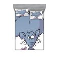thumbnail image 1 of Ambesonne Cartoon Fitted Sheet & Pillow Sham Set, Rabbit Mascot Animal, Full, Grey Pink White, 1 of 2