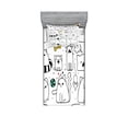 thumbnail image 1 of Ambesonne Cartoon Fitted Sheet & Pillow Sham Set, Sketchy Cats with, Twin, Multicolor, 1 of 2