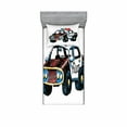 thumbnail image 1 of Ambesonne Cartoon Fitted Sheet & Pillow Sham Set, Sketchy Police Car, Twin, Red Yellow and Blue, 1 of 3