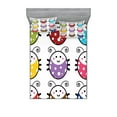 thumbnail image 1 of Ambesonne Cartoon Fitted Sheet & Pillow Sham Set, Smiling Ladybugs Set, Queen, Multicolor, 1 of 2