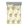 thumbnail image 1 of Ambesonne Cartoon Fitted Sheet & Pillow Sham Set, Spring Forest Toadstool, Queen, Multicolor, 1 of 2