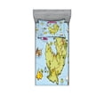 thumbnail image 1 of Ambesonne Cartoon Fitted Sheet & Pillow Sham Set, Treasure Island Skull, Twinxl, Multicolor, 1 of 3