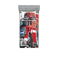 thumbnail image 1 of Ambesonne Cartoon Fitted Sheet & Pillow Sham Set, Truck Rescue Team Art, Twin, Grey Red, 1 of 2