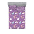 thumbnail image 1 of Ambesonne Cartoon Fitted Sheet & Pillow Sham Set, Unicorn Rainbows, Queen, Multicolor, 1 of 2