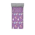 thumbnail image 1 of Ambesonne Cartoon Fitted Sheet & Pillow Sham Set, Unicorn Rainbows, Twin, Multicolor, 1 of 2