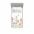 thumbnail image 1 of Ambesonne Cartoon Fitted Sheet & Pillow Sham Set, Whimsical Summer Floral, Twin, Multicolor, 1 of 2