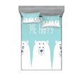thumbnail image 1 of Ambesonne Cartoon Fitted Sheet & Pillow Sham Set, Words Bears, Full, Aqua White, 1 of 2