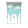 thumbnail image 1 of Ambesonne Cartoon Fitted Sheet & Pillow Sham Set, Words Bears, Queen, Aqua White, 1 of 2