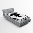 thumbnail image 1 of Ambesonne Cartoon Fitted Sheet, Profile in Frame Noble, Twin XL Size, Black and White, 1 of 2
