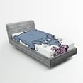 thumbnail image 1 of Ambesonne Cartoon Fitted Sheet, Rabbit Mascot Animal, Twin XL Size, Grey Pink White, 1 of 3
