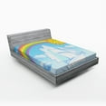 thumbnail image 1 of Ambesonne Cartoon Fitted Sheet, Ship Rainbow, Full Size, Multicolor, 1 of 2