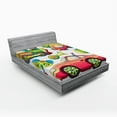 thumbnail image 1 of Ambesonne Cartoon Fitted Sheet, Train Car Airplane Print, Full Size, Multicolor, 1 of 2