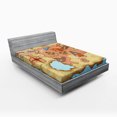 thumbnail image 1 of Ambesonne Cartoon Fitted Sheet, Treasure Map Adventure, Queen Size, Cream Pink Blue, 1 of 2