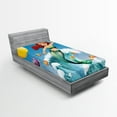 thumbnail image 1 of Ambesonne Cartoon Fitted Sheet, Wave with Fish, Twin Size, Multicolor, 1 of 3