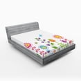thumbnail image 1 of Ambesonne Cartoon Fitted Sheet, Whimsical Summer Floral, Full Size, Multicolor, 1 of 2