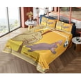 thumbnail image 1 of Ambesonne Cartoon Fitted & Top Sheet Set with Shams, and Hippo Ball, Orange Umber Purple, 1 of 5