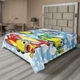 thumbnail image 1 of Ambesonne Cartoon Flat Sheet, Airplanes Sky, Full Size, Multicolor, 1 of 1