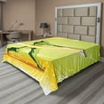 thumbnail image 1 of Ambesonne Cartoon Flat Sheet, Baseball Player Hits, Full Size, Green Yellow, 1 of 1