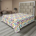 thumbnail image 1 of Ambesonne Cartoon Flat Sheet, Colorful Funny Dinosaurs, King Size, White and Multicolor, 1 of 1